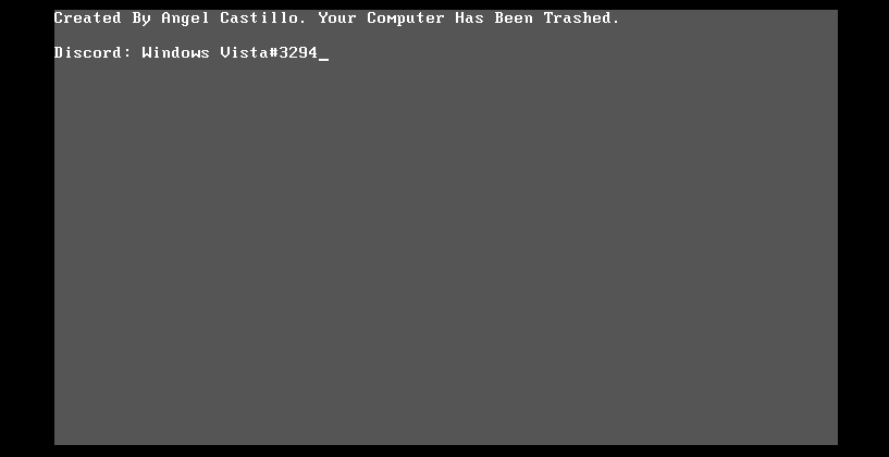 Korona računarski virus - poruka na ekranu nakon oštećenja MBR sektora